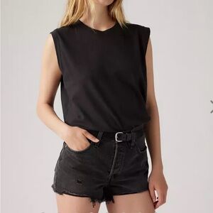 Levi’s Premium 501 Button Fly Raw Hemline Women’s High Rise Size 32 Black Shorts
